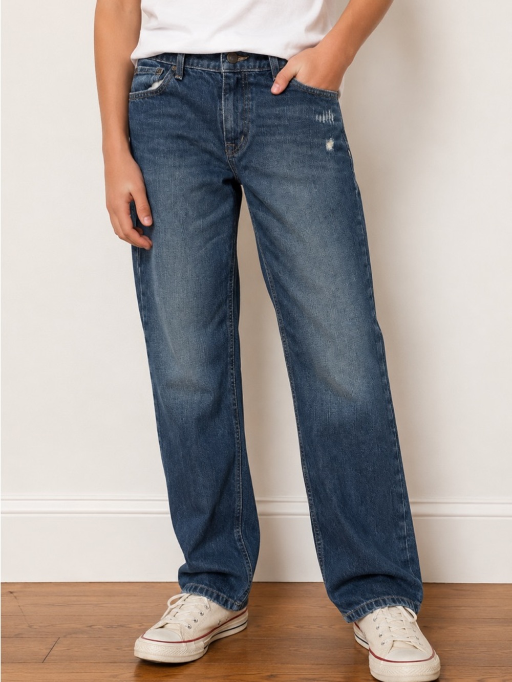 Arizona Jeans Boys 14 Husky Blue Relaxed Straight Leg Dark Wash Denim 32x27
